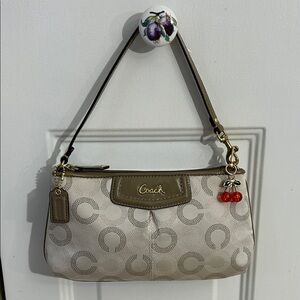 Coach Vintage Cream and Tan Signature Mini Bag